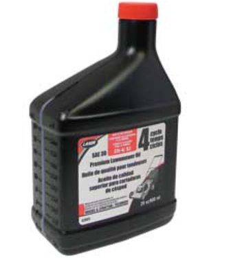 Black oil bottle with a red cap on a white background