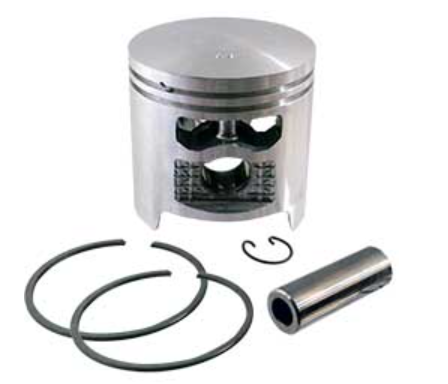 Piston and piston rings set on a white background