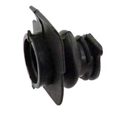 Black rubber manifold on a white background