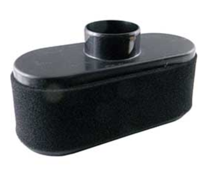 Black rubber air filter on a white background